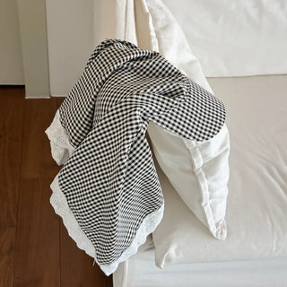 Pastel Gingham Check Bandana Scarf UV Protection Cap