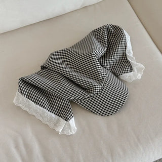 Pastel Gingham Check Bandana Scarf UV Protection Cap