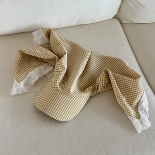 Pastel Gingham Check Bandana Scarf UV Protection Cap