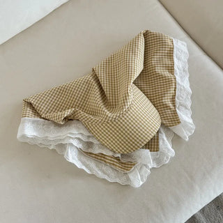 Pastel Gingham Check Bandana Scarf UV Protection Cap