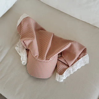 Pastel Gingham Check Bandana Scarf UV Protection Cap