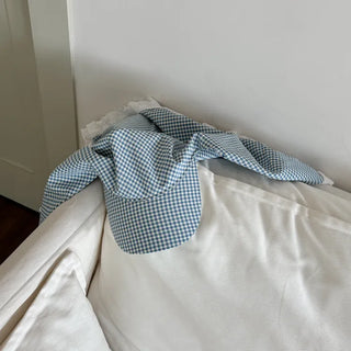 Pastel Gingham Check Bandana Scarf UV Protection Cap