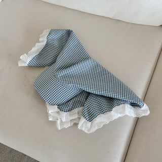 Pastel Gingham Check Bandana Scarf UV Protection Cap