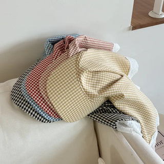 Pastel Gingham Check Bandana Scarf UV Protection Cap