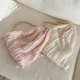 Frill Chiffon Line Gym Sack String Backpack
