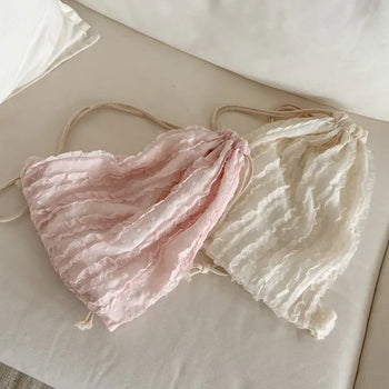Frill Chiffon Line Gym Sack String Backpack