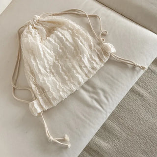 Frill Chiffon Line Gym Sack String Backpack