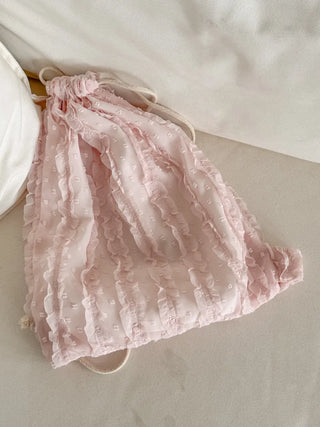 Frill Chiffon Line Gym Sack String Backpack