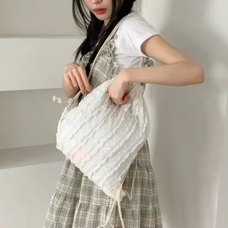 Frill Chiffon Line Gym Sack String Backpack