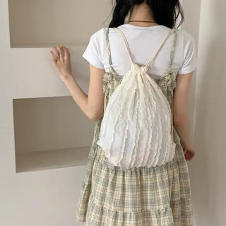 Frill Chiffon Line Gym Sack String Backpack