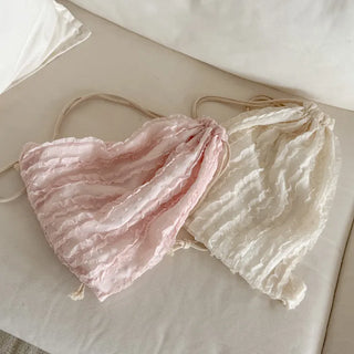 Frill Chiffon Line Gym Sack String Backpack