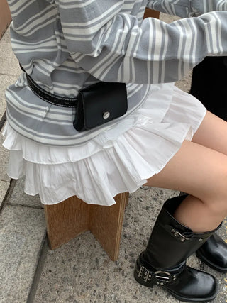 Chic Black Pocket Leather Hip Bag Belt