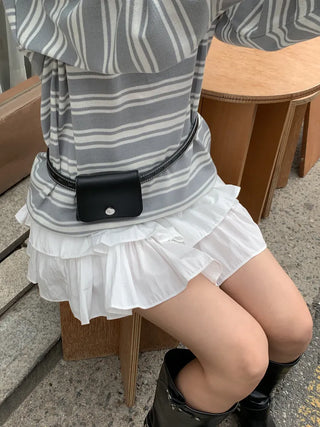 Chic Black Pocket Leather Hip Bag Belt