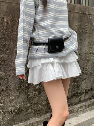 Chic Black Pocket Leather Hip Bag Belt