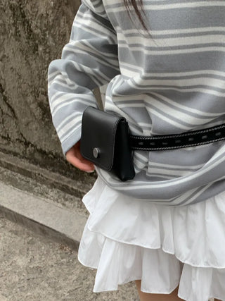 Chic Black Pocket Leather Hip Bag Belt