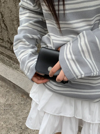 Chic Black Pocket Leather Hip Bag Belt