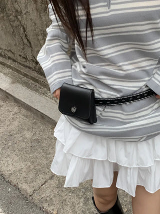 Chic Black Pocket Leather Hip Bag Belt