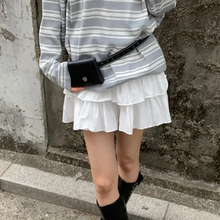 Chic Black Pocket Leather Hip Bag Belt