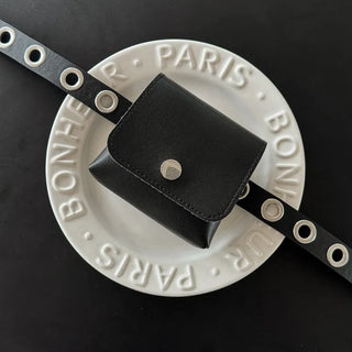 Chic Black Pocket Leather Hip Bag Belt