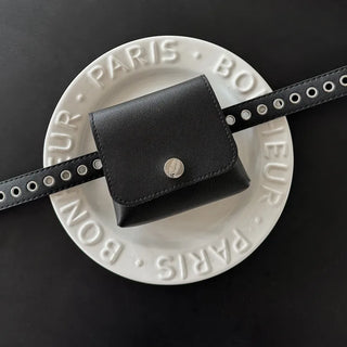 Chic Black Pocket Leather Hip Bag Belt