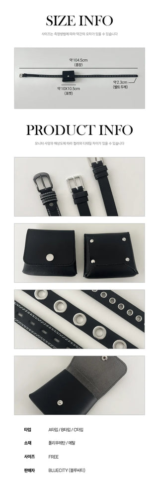 Chic Black Pocket Leather Hip Bag Belt