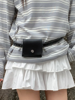 Chic Black Pocket Leather Hip Bag Belt