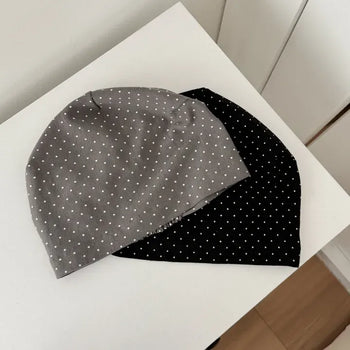 Mini Dotty Cotton Back Shirring Beanie Hat