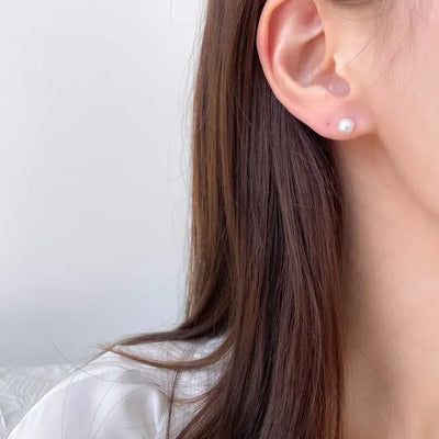 Single Basic Pearl Silver Post Earrings