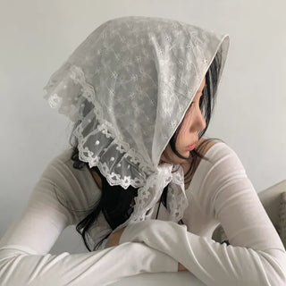 Mix & Match Pattern Lace Punching Headscarf Layered Wrap Skirt Scarf