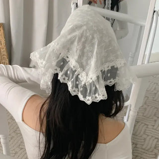 Mix & Match Pattern Lace Punching Headscarf Layered Wrap Skirt Scarf