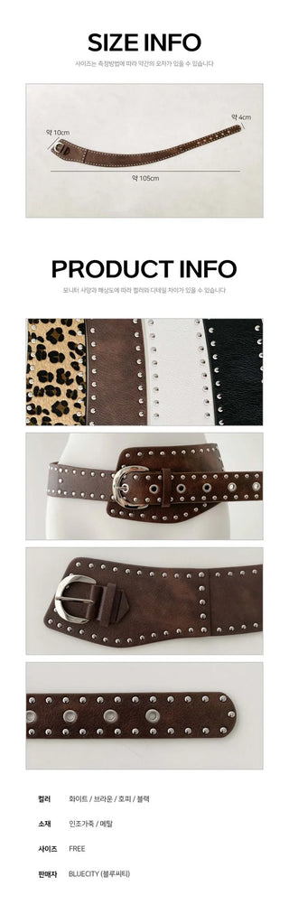 Big Douche Studded Wide Leather Belt