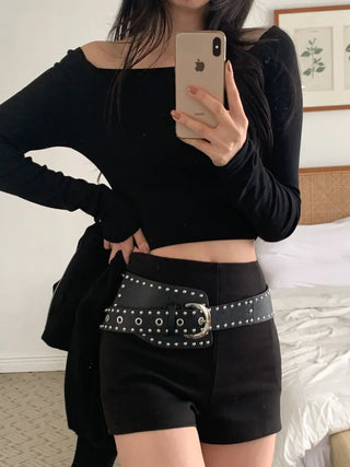 Big Douche Studded Wide Leather Belt