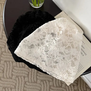 Overlap Lace Flower Net Mesh Beanie Hat