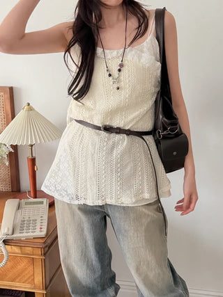 Drawing Vintage Pattern Thin Leather Slim Belt