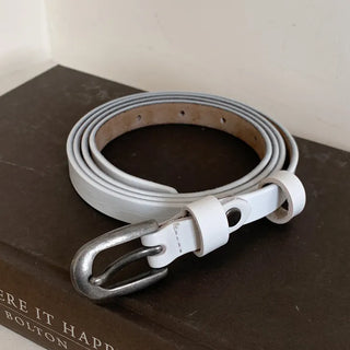 Drawing Vintage Pattern Thin Leather Slim Belt