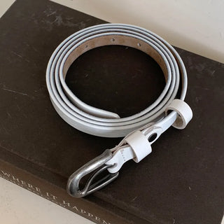 Drawing Vintage Pattern Thin Leather Slim Belt