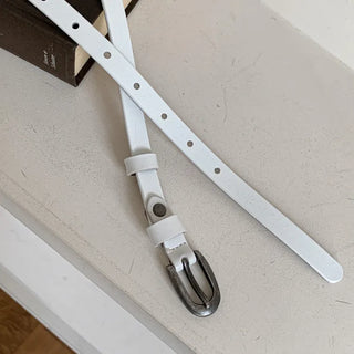 Drawing Vintage Pattern Thin Leather Slim Belt