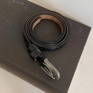 Drawing Vintage Pattern Thin Leather Slim Belt