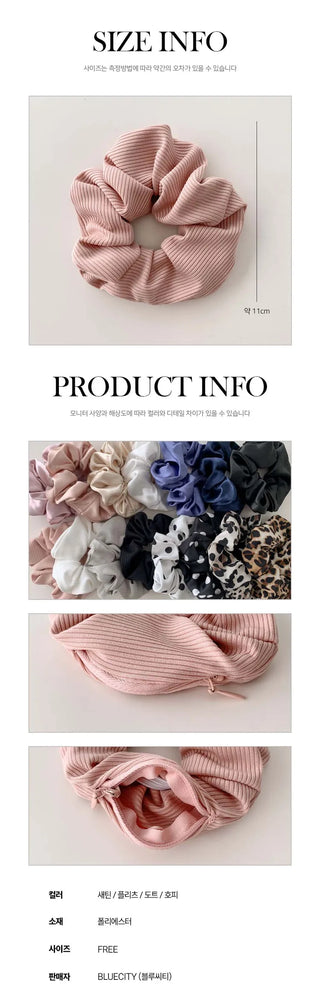 Zipper Storage Daily Hair Scrunchie