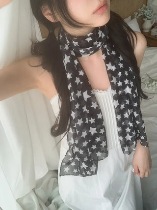 Star Rain Pattern Translucent Chiffon Long Muffler Scarf