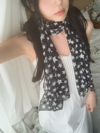 Star Rain Pattern Translucent Chiffon Long Muffler Scarf