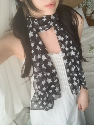 Star Rain Pattern Translucent Chiffon Long Muffler Scarf