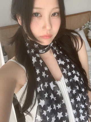 Star Rain Pattern Translucent Chiffon Long Muffler Scarf