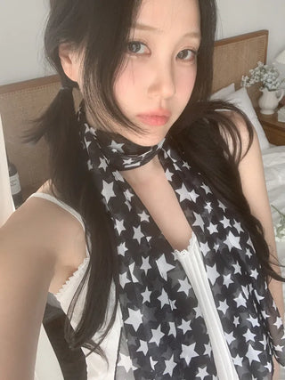 Star Rain Pattern Translucent Chiffon Long Muffler Scarf