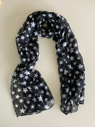 Star Rain Pattern Translucent Chiffon Long Muffler Scarf