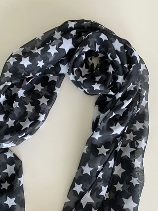Star Rain Pattern Translucent Chiffon Long Muffler Scarf
