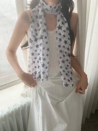 Star Rain Pattern Translucent Chiffon Long Muffler Scarf