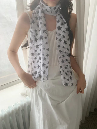 Star Rain Pattern Translucent Chiffon Long Muffler Scarf