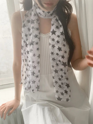 Star Rain Pattern Translucent Chiffon Long Muffler Scarf