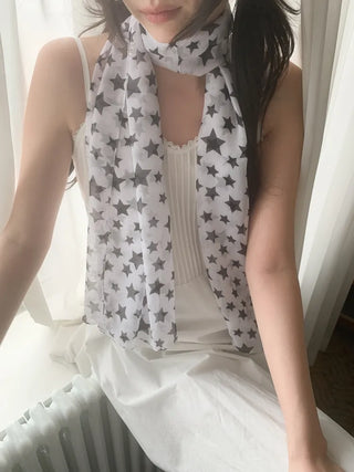 Star Rain Pattern Translucent Chiffon Long Muffler Scarf